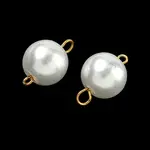 Baking Painted Pearlized Glass Pearl Round Connector Charms