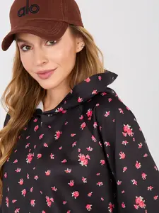Čierna dámska oversize mikina s ružami