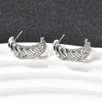 Brass Micro Pave Clear Cubic Zirconia Stud Earrings