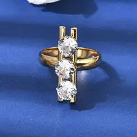 304 Stainless Steel Micro Pave Cubic Zirconia Open Cuff Rings for Women