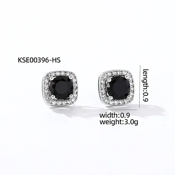 Elegant Zircon Square Stud Earrings for Women
