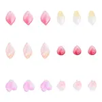 30Pcs 6 Styles Baking Painted Transparent Glass Petal Beads