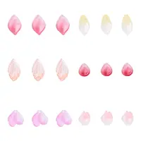 30Pcs 6 Styles Baking Painted Transparent Glass Petal Beads
