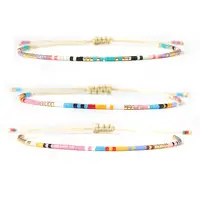 3Pcs Summer Glass Seed Bead Braided Bead Bracelets