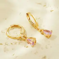 Fashionable Couple Waterdrop Sparkling 925 Sterling Silver Cubic Zirconia Dangle Hoop Earrings for Daily Wear and Parties