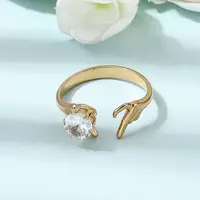 304 Stainless Steel Micro Pave Cubic Zirconia Open Cuff Rings for Women