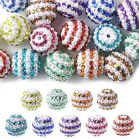 20Pcs 9 Colors Striped Resin Rhinestone Beads