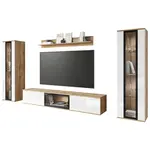 Livetastic OBÝVACÍ STĚNA, dub wotan, vysoce lesklá bílá