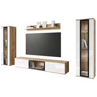 Livetastic OBÝVACÍ STĚNA, dub wotan, vysoce lesklá bílá