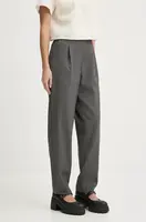 Kalhoty Abercrombie & Fitch dámské, šedá barva, jednoduché, high waist, KI156-4444