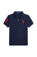 Dětská bavlněná polokošile Polo Ralph Lauren tmavomodrá barva, s aplikací, 322703635100