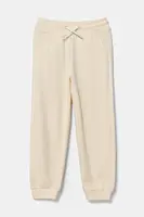 Dětské tepláky Tommy Hilfiger béžová barva, hladké, KG0KG08325