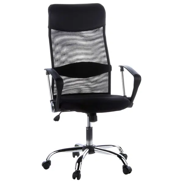 MID.YOU OTOČNÁ ŽIDLE, vzhled kůže, síťovina, černá, barvy chromu