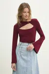Halenka Answear.LAB dámská, vínová barva, hladká