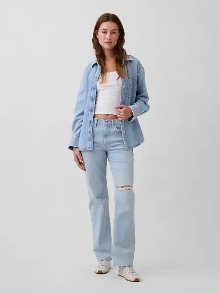 GAP Dámske Rifle Mid Rise Relaxed Straight