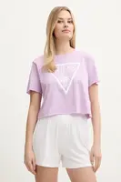 Bavlněné tričko Guess fialová barva