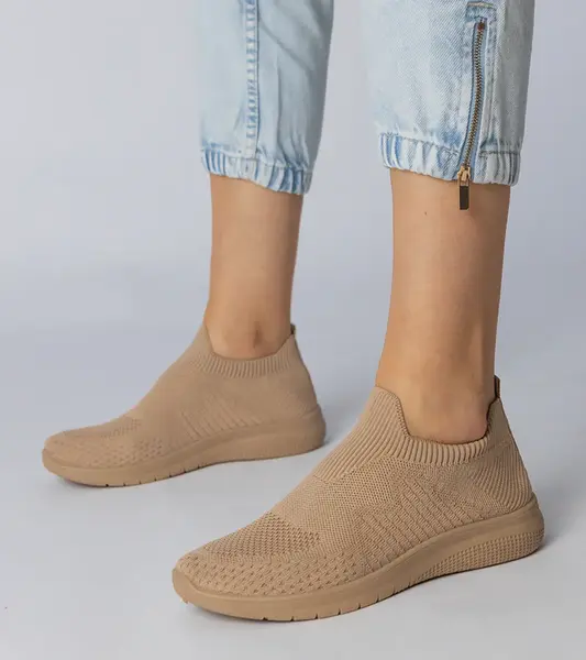 Gemre Béžové športové tenisky s ponožkovým zvrškom Kreta