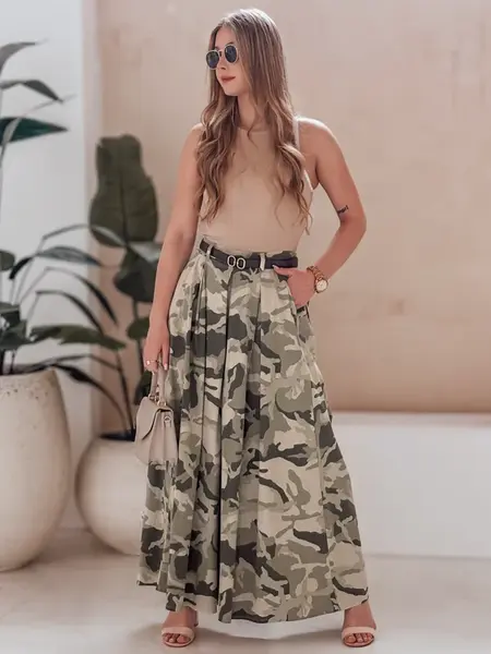 Maxi sukňa s maskáčovým vzorom