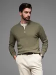Ombre Men's sweater with viscose and spread neckline - olive