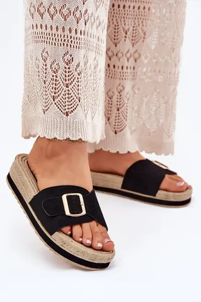 Boto Dámske Sandále Na Platforme So Zlatou Prackou Čierne Selira