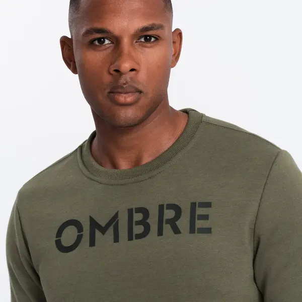 Ombre Classic men's sweatshirt with inscription - dark olive
