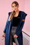 Long hooded cardigan light dark blue