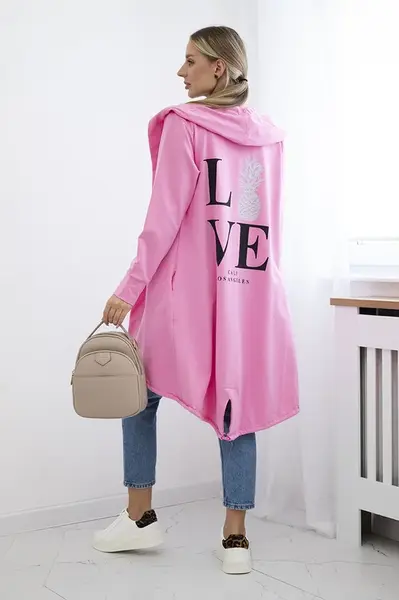 Cardigan with light pink print