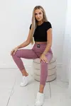 Ribbed leggings with a high waist in dark pink color