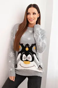 Christmas sweater with reindeer gray