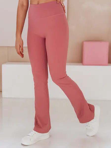 Legginsy damskie dzwony FARAFII ciemnoróżowe Dstreet