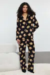 Trendyol Black Teddy Bear Wellsoft Winter Knitted Pajama Set