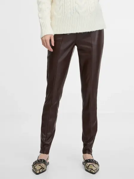 Brown women's leather trousers ORSAY - Women's