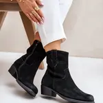 Dámske Semišové Cowboy Čižmy Na Nízkom Opätku Zateplené Sergio Leone