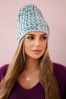 Women's cap Lora K312 turquoise + gray