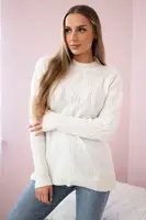 Sweater pulled over the head with a fashionable ecru weave