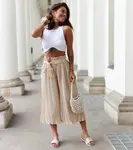 UR/CEO Beige wide pleated pants Longo