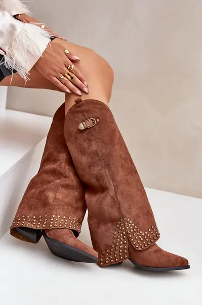 FS1 Čižmy S Ohnutým Zvrškom Na Opätku Hnedé Iveliri