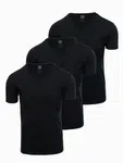Ombre BASIC men's cotton V-neck t-shirt set - 3x black