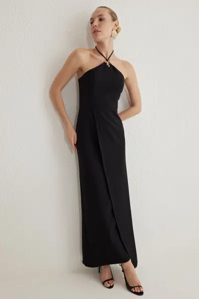 Trendyol Black Bow Accessory Detail Woven Maxi Elegant Evening Dress & Graduation Dress
