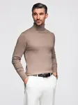 Ombre Men's knitted turtleneck with viscose - dark beige