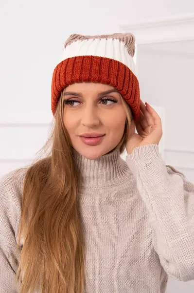 Kesi Čapica s fleece Bojana K265 ruda+ecru+béžová
