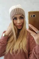 Kesi Čapica s fleece Bibiana K264 bordová + ecru