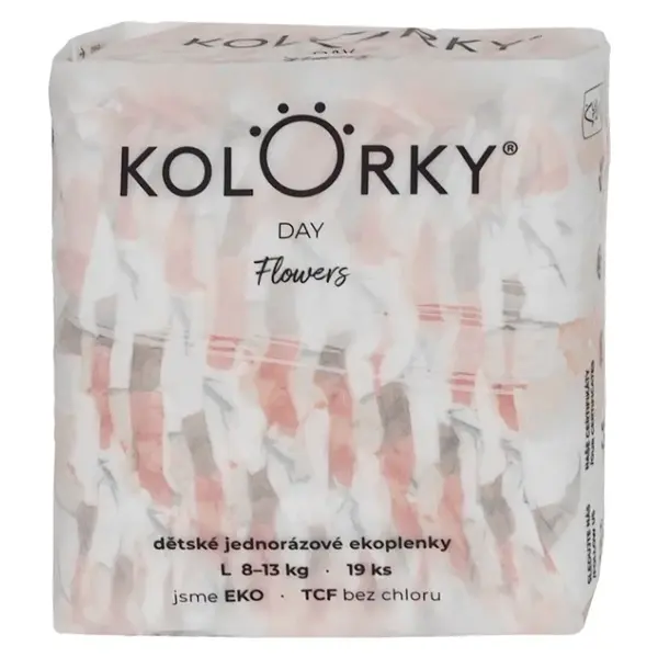 KOLORKY DAY Jednorazové EKO plienky kvety L (8-13 kg) 19 kusov