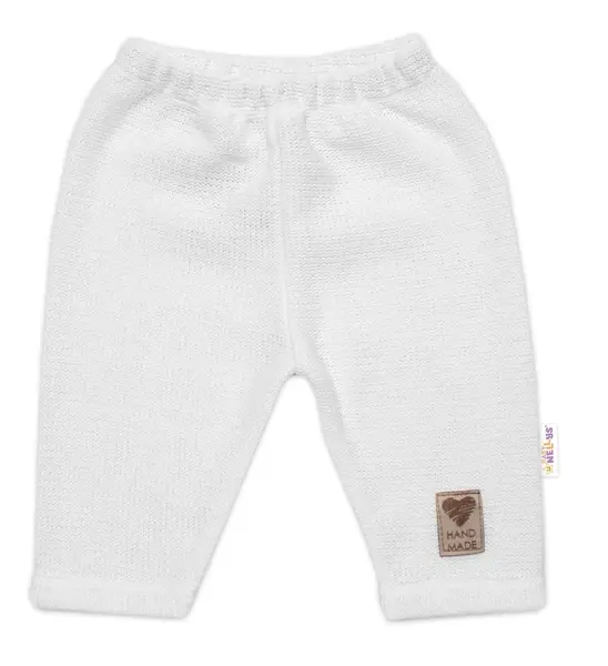 Pletené nohavice Hand Made Girl, Baby Nellys, biele, veľ. 68