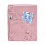 XKKO Organic BIO Bavlnená froté osuška s kapucňou, 90x90 - Baby Pink Stars ORGHDT002