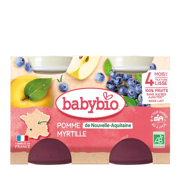 BABYBIO Príkrm jablko čučoriedky (2x 130 g)