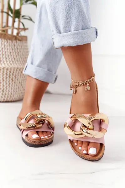 Boto Nazouváky Na Korkové Podrážce S řetízkem Růžové Last Dance