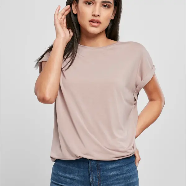 Women's T-shirt with extended shoulder powder pink