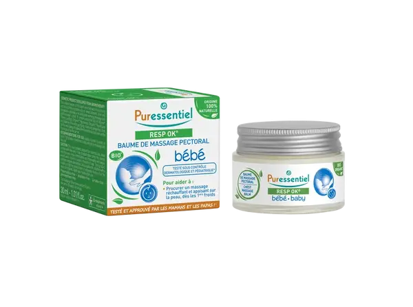 PURESSENTIEL ORGANIC Masážny balzám pre deti na lepšie dýchanie