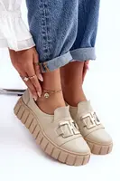 Dámské kožené slip-on boty na platformě